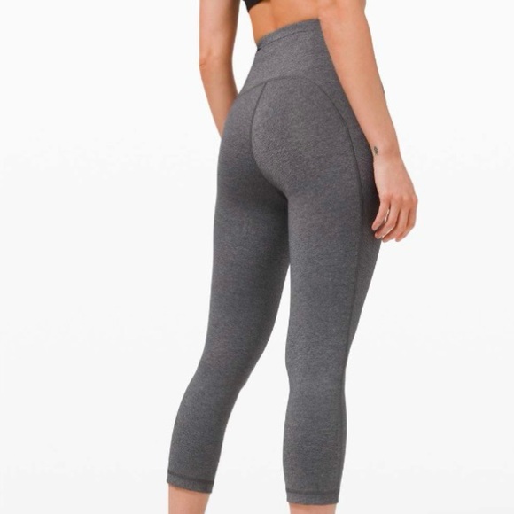 LULULEMON Swift Speed High Rise Crop 21" Heathered Black Leggings Size 2 - Picture 2 of 16